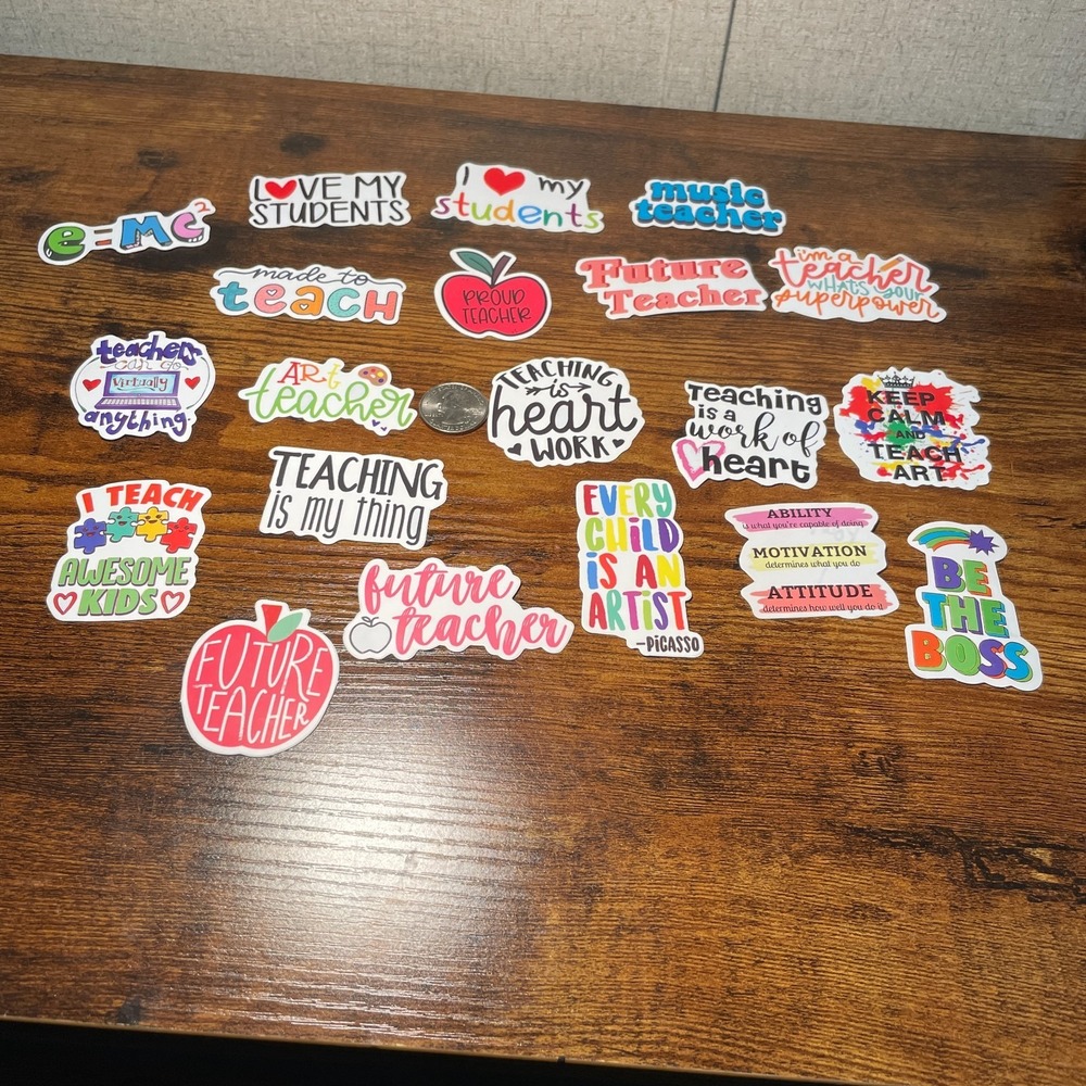 Teacher Sticker Lot 20 Vinyl Die-Cut Stickers Gift Bundle Classroom